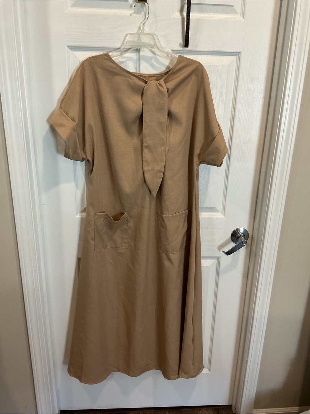 Classic Tie-Neck Midi Dress